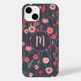 Monogramm Schwarzes Rosa Case-Mate iPhone 14 Hülle