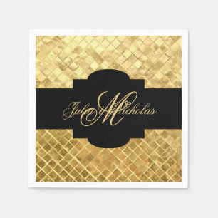 Monogramm-Schwarzes u. Gold50. Serviette