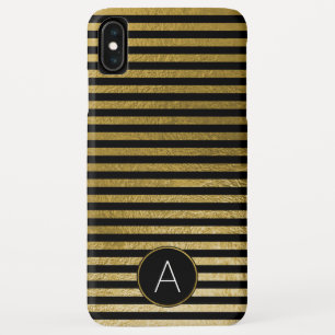 Monogramm-Schwarzes und Goldfolien-gestreiftes Case-Mate iPhone Hülle