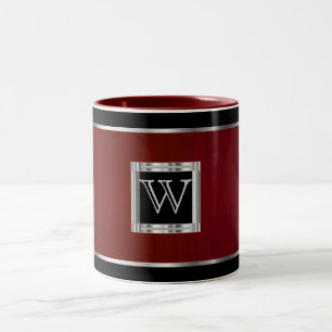Monogramm-Schwarzes und Silber auf Zweifarbige Tasse