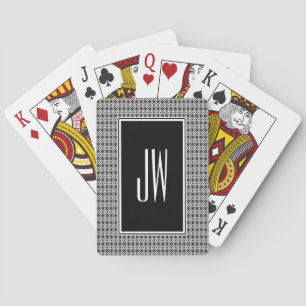 Monogramm Schwarzes und Weißes Diamantmuster Spielkarten