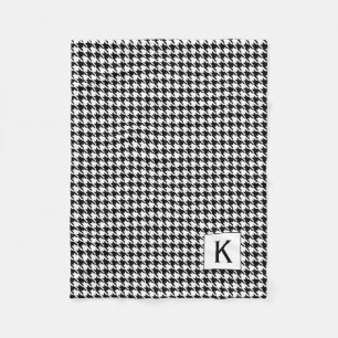 Monogramm Schwarzweiß-Hahnentrittmuster-Muster Fleecedecke