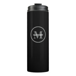 Monogramm Schwarzweiß Personalisiert Thermosbecher
