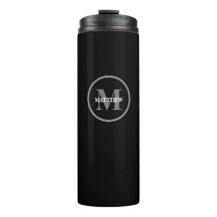 Monogramm Schwarzweiß Personalisiert Thermosbecher