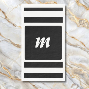 Monogramm Schwarzweiß-Streifen Serviette
