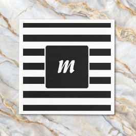 Monogramm Schwarzweiß-Streifen Serviette