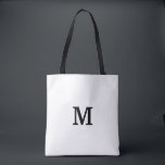 Monogramm-Schwarzweiss-Taschen-Tasche für<br><div class="desc">Minimalistic Schwarzweiss-Tasche Bag.Add Ihr eigener kundenspezifischer Anfangsbrief. Perfekte Gastgeschenkgeschenkidee für Chichochzeit,  extravaganter Geburtstag,  Jahrestag,  bachelorette,  Verlobung,  Mädchen weekend,  kundengerechte Hintergrundfarbe des Brautparty etc. Modische Zusätze für Frauen und Mädchen. Machen Sie Ihre Selbst für Braut,  Brautjungfern,  Trauzeugin,  Blumenmädchen,  Mutter der Braut,  Matrone der Ehre etc.</div>