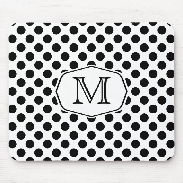Monogramm-Schwarzweiss-Tupfen Mousepad (Vorne)