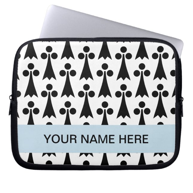 Monogramm Schwarzweißmuster Laptopschutzhülle (Vorderseite)