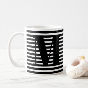 Monogramm Schwarzweißstreifen - Muster modern Kaffeetasse