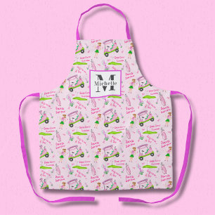 Monogramm-Schwung Pink Golfer Brustkrebsbewusstsei Schürze