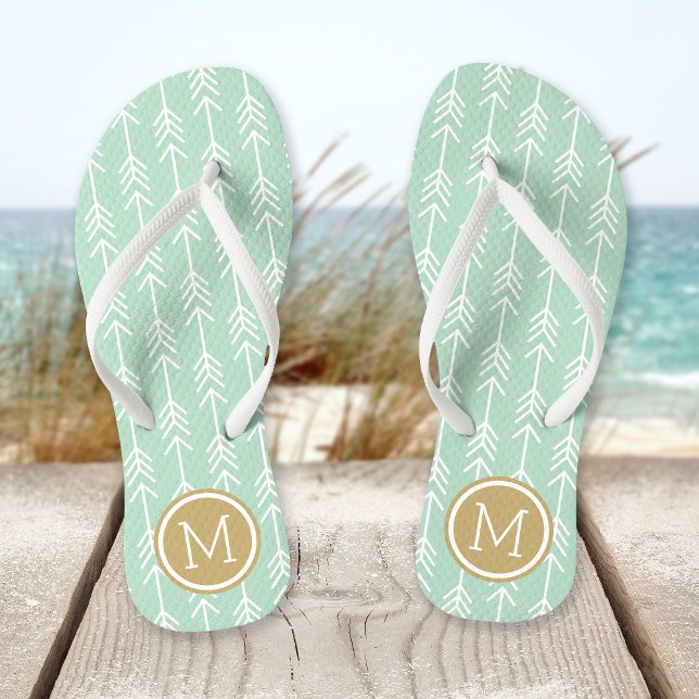Monogramm Seeoam und Gold Arrows Flip Flops (Von Creator hochgeladen)