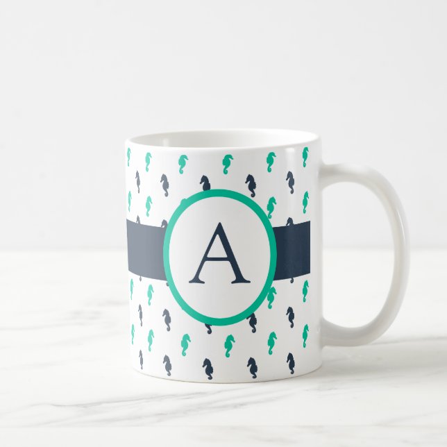 Monogramm-Seepferd Kaffeetasse (Rechts)