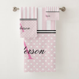Monogramm Set für das Handtuch in Rosa und Weiß St