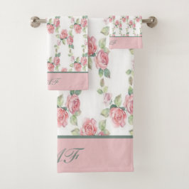 Monogramm Shabby Chic Rosa Rosa Badhandtuch Set
