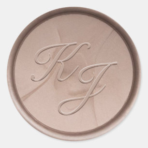 Monogramm-Siegel-Aufkleber für die erste Hazel Runder Aufkleber