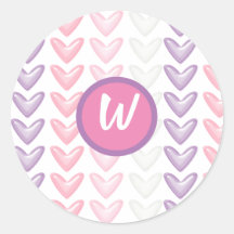 Monogramm-Siegel für lila und rosa Herzen