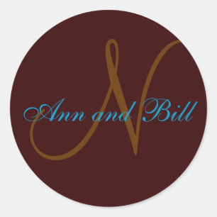 Monogramm-Siegel mit Schokolade und Aquamarinen Vo Runder Aufkleber