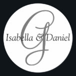 Monogramm-Siegel-Wedelkleber Runder Aufkleber<br><div class="desc">Monogram-Geschenke haben eine große Auswahl an individuell anpassbaren USPS-Briefmarke,  Umschlag Aufkleber-Aufkleber,  Grußkarten,  Hemden,  Hüte,  Buttons,  Magnete und vieles mehr. Diese Monogramme eignen sich hervorragend für die Versendung von Einladungen zu Hochzeiten,  Party Einladungen zum Jahrestag,  Graduierungsankündigungen und Geburtstagspartys,  um nur einige zu nennen.</div>