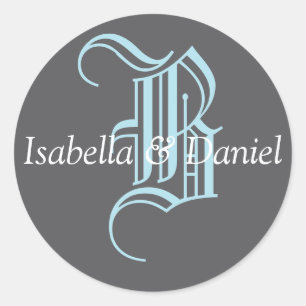 Monogramm-Siegel-Wedelkleber Runder Aufkleber