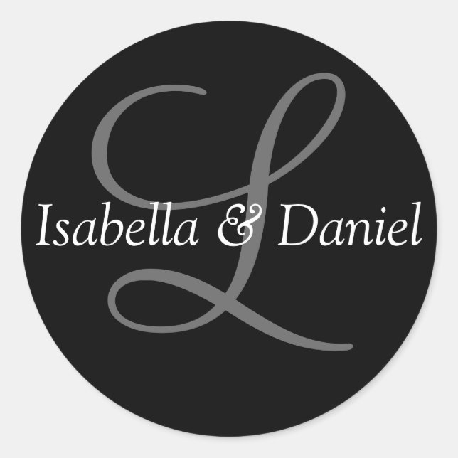 Monogramm-Siegel-Wedelkleber Runder Aufkleber (Vorderseite)