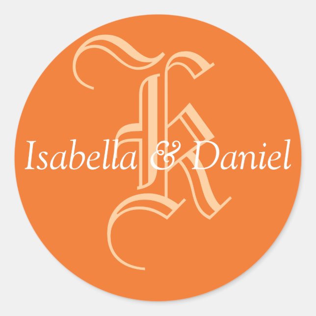 Monogramm-Siegel-Wedelkleber Runder Aufkleber (Vorderseite)