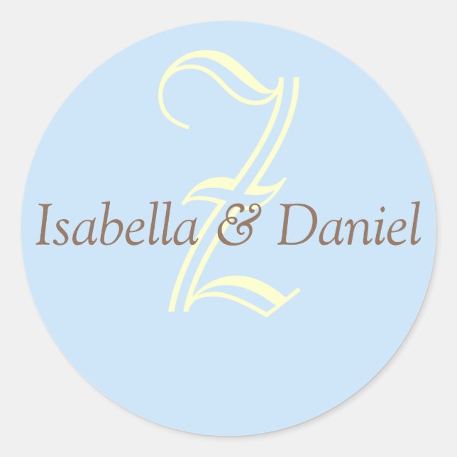 Monogramm-Siegel-Wedelkleber Runder Aufkleber (Vorderseite)