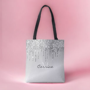 Monogramm Silber Drift Glitzer Metallisches Platin