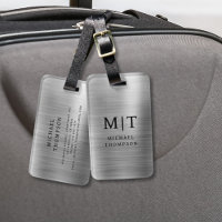 Monogramm Silber gebürstet Metallic Elegant