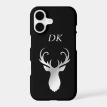 Monogramm Silber Geweih Hirsch Silhouette