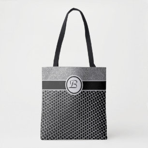 Monogramm Silber Glitter und schwarze modische Chi