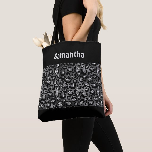 Monogramm Silber Grau Schwarz Leoparden Druck Gepa (Von Nahem)