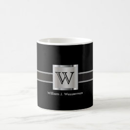 Monogramm Silber, Grau und Schwarz Tasse