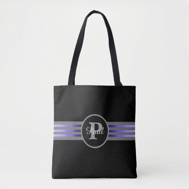 Monogramm Silhouette Schwarze und graue Streifen (Vorderseite)