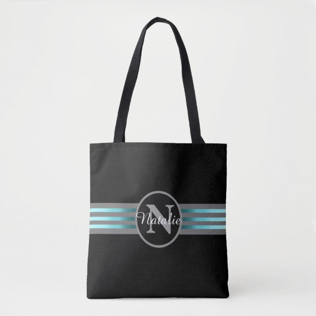 Monogramm Silhouette Schwarze und graue Streifen (Vorderseite)
