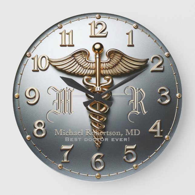Monogramm Silver Doctor Medizinische Klinik Uhr (Vorderseite)