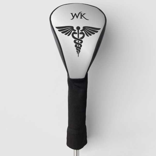 Monogramm Silver Medical Caduceus Golf Headcover (Vorderseite)