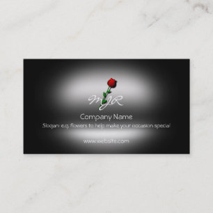 Monogramm, Single-Stem-Rose, metallische Wirkung Visitenkarte