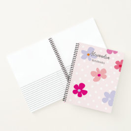 Monogramm Skizze und Linien rosa Blumenmuster chic Notizbuch