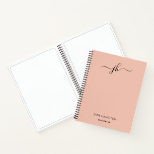 Monogramm Skizzenbuch Pfirsich Notizbuch