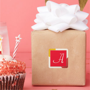 Monogramm-Skript A Quadratischer Aufkleber