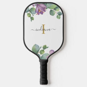 Monogramm Skriptname Eukalyptus Greenery Lila Pickleball Schläger