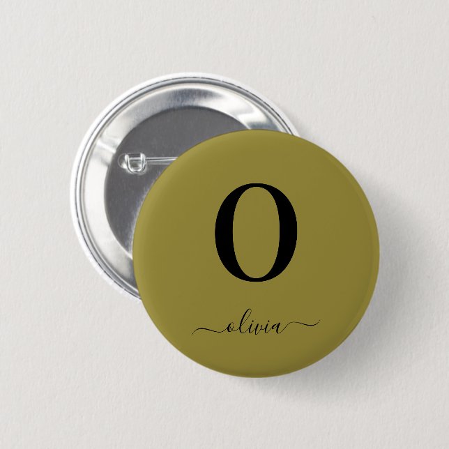 Monogramm Skriptname Personalisiert Gold und Schwa Button (Vorne & Hinten)