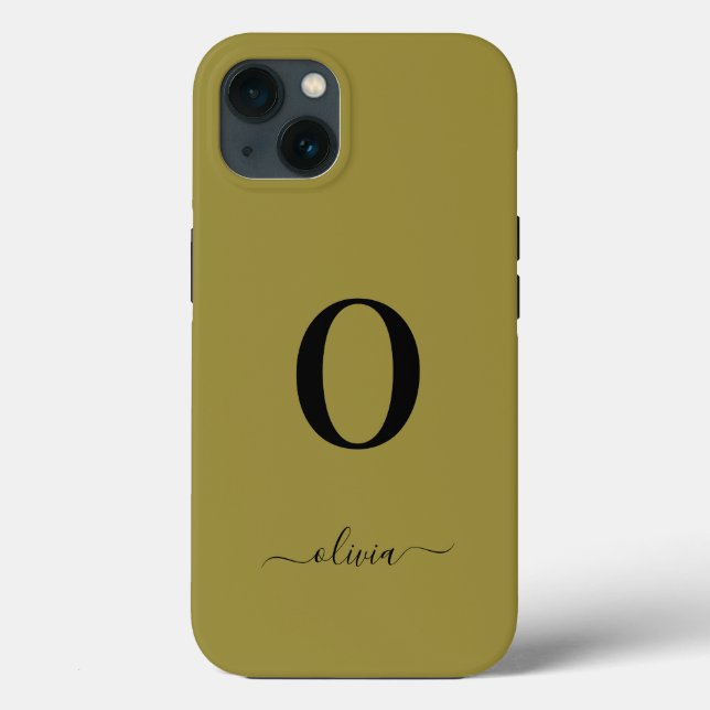 Monogramm Skriptname Personalisiert Gold und Schwa Case-Mate iPhone Hülle (Rückseite)