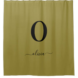 Monogramm Skriptname Personalisiert Gold und Schwa Duschvorhang