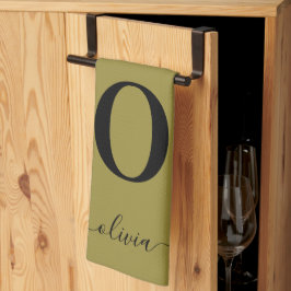 Monogramm Skriptname Personalisiert Gold und Schwa Geschirrtuch