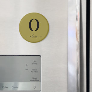 Monogramm Skriptname Personalisiert Gold und Schwa Magnet