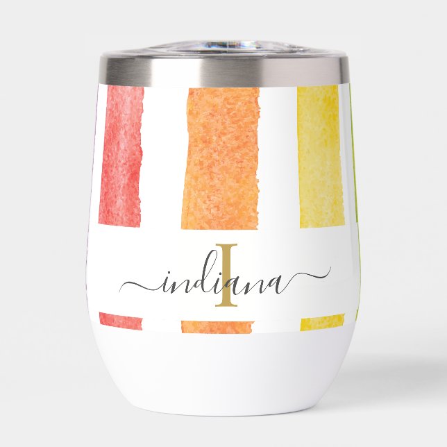 Monogramm Skriptname Wasserfarben Streifen (Vorderseite)