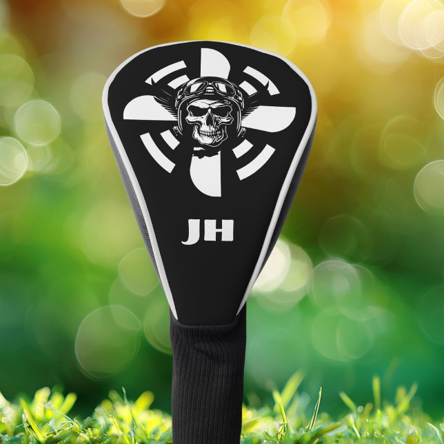 Monogramm, Skull Pilot und Flugzeug-Prospekt, Mini Golf Headcover (Von Creator hochgeladen)