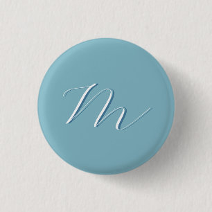 Monogramm Solid Blue Pastel Minimalistisch Berufli Button